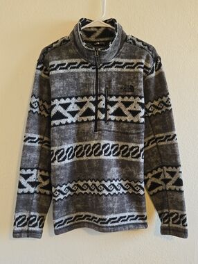 The North Face Men’s Gray and Black Patterned Zip Pullover - Large